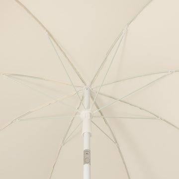 Horizon 6.5 ft. Classic MidCentury Scalloped Fringe Market Beach Umbrella